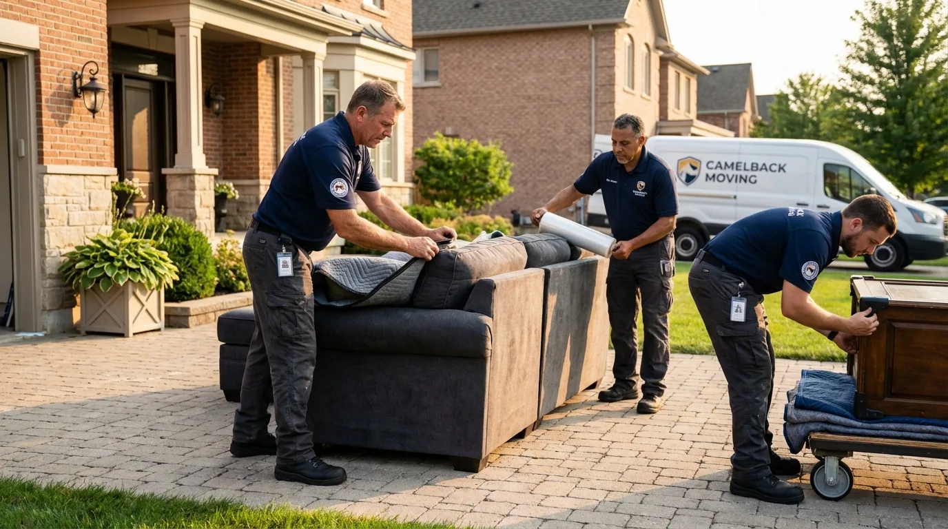 Large estate moving crew wrapping furniture in West Frankfort, IL