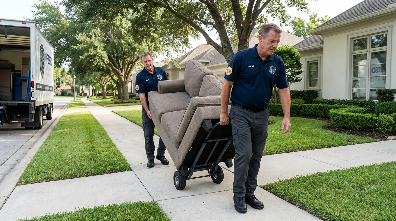 Local residential moving crew loading furniture in West Frankfort, IL